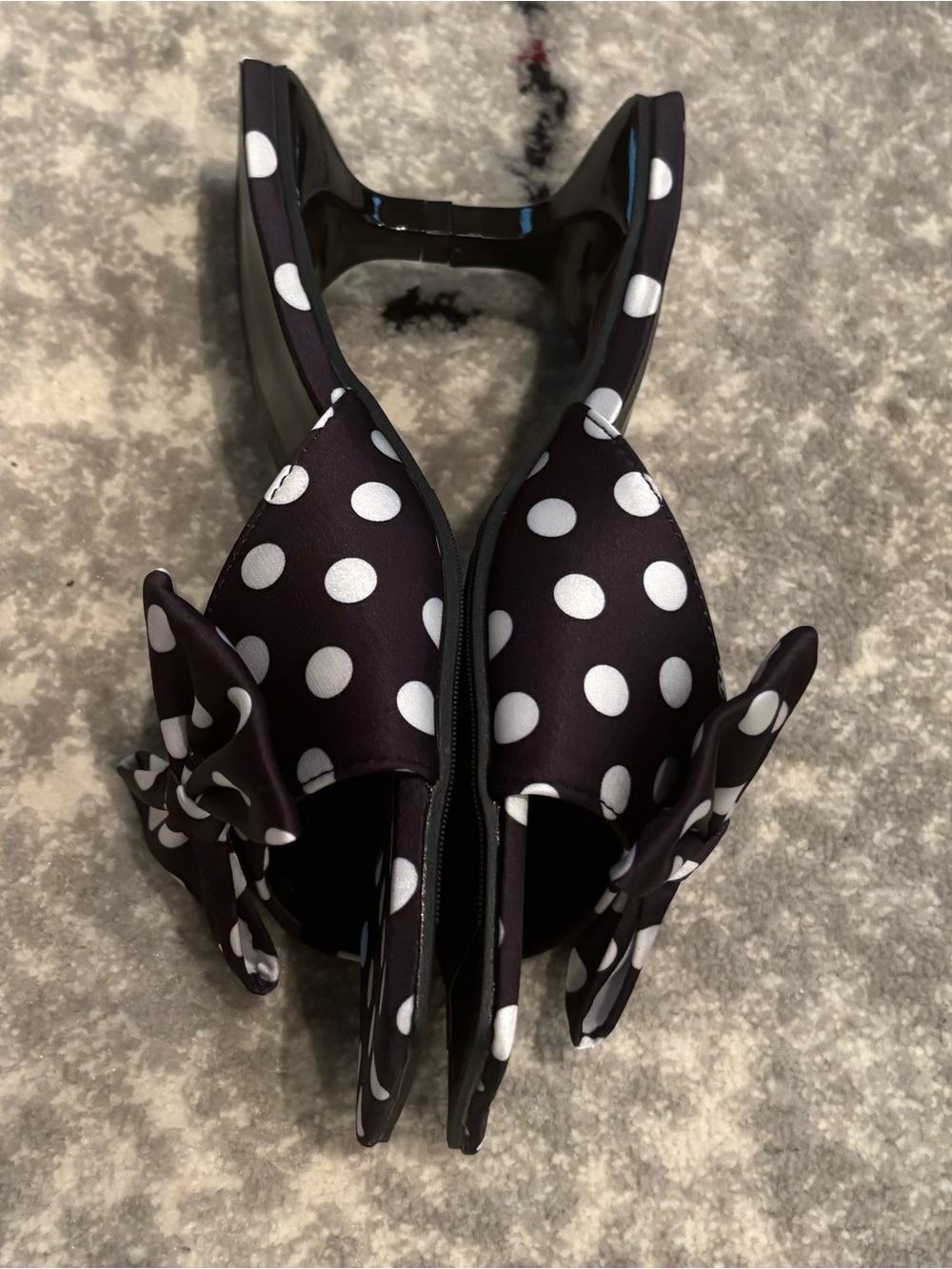 Black and White Polka Dot Bow Kitten Heel Mules size 6 - Picture 5 of 8